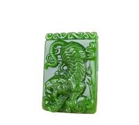 Collar para hombre, colgante de jade verde natural, tallado a mano, tigre de montaña, cuadrado, marca para hombres y mujeres, colgante de año de nacimiento, collar de jade con perlas