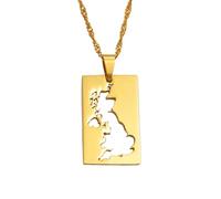 Collar para hombre, colgante de mapa del Reino Unido de Gran Bretaña e Irlanda del Norte y collares para mujer, mapas de países del Reino Unido