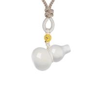 Collar para hombre, colgante de orbe de jade blanco natural puro, cadena trenzada hecha a mano, colgante de tacto simple, regalo