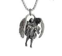 Collar para hombre, collar clásico con colgante de ángel de Dios Redención, para hombres y mujeres, retro, punk, tendencia, regalo de joyería