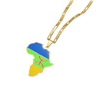 Collar para hombre, collar con colgante de mapa de África, joyería bereber africana para mujeres y hombres, Marruecos, Argelia, Túnez, Libia