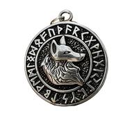 Collar para hombre, collar con colgante de tótem de lobo y runa vikinga para hombre, accesorios de joyería