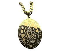 Collar para hombre, collar con colgante ovalado de San Cristóbal Pray for Us para mujeres y hombres, joyería de cadena de amuleto cristiano de color dorado
