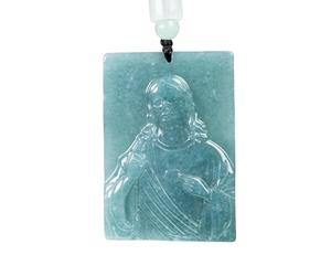 Collar para hombre, collar cuadrado de fe con retrato azul jade natural