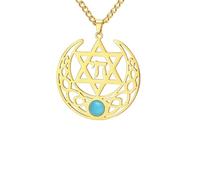 Collar para hombre, collar de estrella de David para mujeres y hombres, luna creciente, símbolo Chai, amuleto de judaísmo, joyería de regalo