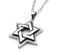 Collar para hombre, collar judío de estrella de David para hombres y mujeres, sello de Salomón, hexagrama de la suerte, retro, gótico, cadena con colgante de cadena de regalo