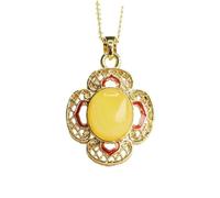 Collar para hombre con colgante de abeja de miel natural, lleno de pétalos de flores de azafrán a granel