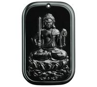 Collar para hombre con colgante de budongzun, amuleto de la suerte, de jade HeTian tallado, color negro natural