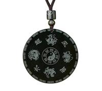 Collar para hombre con colgante de dragón de jade verde Hotan natural, Fénix, ocho trigramas, cuatro bestias, amuleto de lujo, para hombres y mujeres, amuleto de la suerte