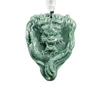 Collar para hombre con colgante de jade verde natural del rey dragón del zodiaco