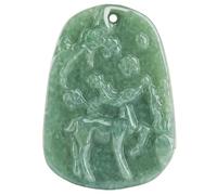 Collar para hombre con colgante de jadeíta natural con texto en inglés "With You All The Way", con diseño de ciervo y hielo, con flores, para hombre y mujer, regalo de jade