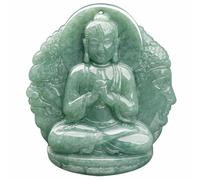 Collar para hombre con colgante de jadeíta verde hielo natural tallada de Buda, fantasma, DaRiRuLai, amuleto, collar vintage de lujo de jade de regalo