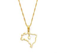 Collar para hombre, con colgante de mapa de corazón de Brasil, joyería de mapas de Brasil