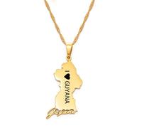 Collar para hombre, con colgante de mapa de Guyana "I LOVE Guyana" para mujeres y niñas, joyería de la capital de Georgetown, República de Guyana