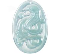 Collar para hombre con colgante de serpiente del zodiaco chino de jade de agua azul esmeralda, joyería tallada natural, amuleto de regalo, certificado