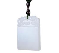 Collar para hombre con colgante de signo de la paz de jade blanco chino natural, hermoso collar de cabeza de dragón tallado para hombres y mujeres como un dije de buena suerte