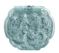 Collar para hombre con dije de jadeíta verde hielo natural tallado dragón fénix de la suerte, collar de amuleto de jade de lujo, joyería de regalo vintage