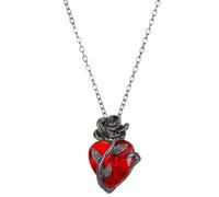 Collar para hombre con diseño de corazón de rosa oscura, cadena de clavícula de corazón envuelto en espinas para el día de San Valentín, regalo de aleación geométrica