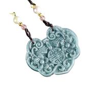 Collar para hombre con jadeíta natural, flor de agua azul, flor de la fortuna, colgante Ruyi auspicioso, regalo para hombres y mujeres