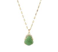 Collar para hombre de estilo chino, collar de mujer de jade blanco simulado, diseño de Buda Maitreya, cadena de clavícula de gama alta que no se decolora