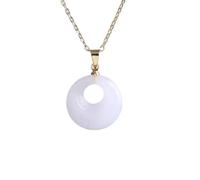 Collar para hombre de jade blanco natural, collar con candado de princesa, colgante de platino de seda, cierre descentrado, cadena de eslabones, accesorio de joyería