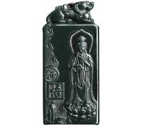 Collar para hombre de jade HeTian negro natural, tallado con amuleto budismo GuanYin, amuleto de la suerte, collar de lujo de jade para regalo