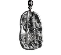 Collar para hombre de jade natural negro con colgante de mito Wukong tallado para hombre