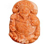 Collar para hombre de jade natural real quemado rojo quemado dios de la riqueza collar con dije tallado de jadeíta joyería amuleto de moda regalos para hombres y mujeres