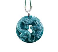 Collar para hombre de jadeíta natural con agua azul gemelos dragones jugando con colgante exquisito tipo hielo, collar de jadeíta para hombres y mujeres
