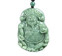 Collar para hombre, diseño de dios de la riqueza verde frijol natural con sentido de hielo en tres D para hombre