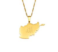 Collar para hombre, diseño de mapa de Afganistán con dije de Alá para mujer, joyería islámica de mapas afganos