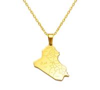 Collar para hombre, diseño de mapa de la República de Irak con nombre de ciudades, collares con colgante de joyería con mapa de Irak