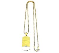 Collar para hombre, diseño vintage texturizado con placa de perro rectangular, collar con colgante para hombre, color dorado, cadena de hip hop, joyería de regalo