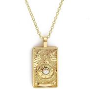 Collar para hombre, doble cara original de cartas del tarot, collar de tarot luna, cigano, adivinación, circonita, rueda de la fortuna, estrella y signo de la muerte