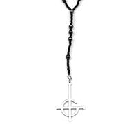 Collar para hombre, estilo vintage, fantasma, BC, cadena larga, sin nombre, para mujeres y hombres, negro, con símbolo de papá emérito, rosario, joyería