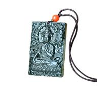 Collar para hombre, exquisito colgante de jade turquesa, unisex, estilo budismo chino, joyería hecha a mano, material ruso fino