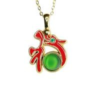 Collar para hombre Love Jade Ice Agate Dragon Year Women Pendant Necklace Green Calcedony Lucky Dragon Playing with Pearl