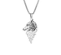 Collar para hombre, mitología nórdica, collar de lobo celta, colgante de cabeza de lobo direwolf, joyería casual de moda para hombre