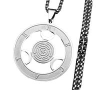 Collar para Hombre, Moda para Mujer Wicca Triple Moon Goddness Hekate Wheel Colgante Collar Strophalos Hecate Magic Symbol Charm Pin Joyería Regalo