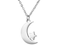 Collar para hombre para mujer, colgante de estrella de luna creciente, collar para mujer, regalo de cumpleaños, bonito accesorio