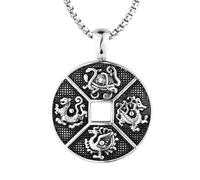 Collar para hombre para mujer, collar con colgante de bestia de cuatro dios chino, chic