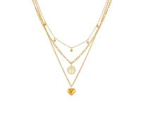 Collar para hombre para mujer, collar con colgante de corazón de color dorado para mujer, cadena 3 en 1, resistente al agua, joyería para niña