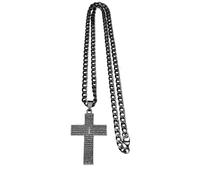 Collar para hombre para mujer, collar con colgante de cruz de oración bíblica cristiana para mujeres y hombres, color negro, regalos encantadores, joyería religiosa