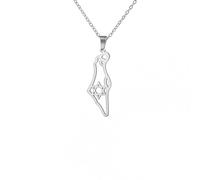 Collar para hombre para mujer, collar con colgante de mapa hexagonal de Israel judío de Israel, collar con colgante, collar con colgante para hombre y mujer