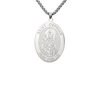 Collar para hombre para mujer, collar con colgante de San Cipriano, reza por nosotros, collar con colgante de Jesucristo Dios, joyería vintage