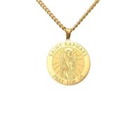Collar para hombre para mujer, collar de sello de San Rafael, collar con colgante de oración de ángel, cadena de judaísmo, joyería de regalo