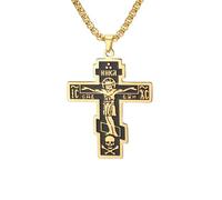 Collar para hombre para mujer, collar ortodoxo de cruz de Jesús para hombre, crucifijo de oración cristiana, joyería religiosa de doble cara, regalos