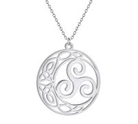 Collar para hombre para mujer, diseño de luna creciente, triple espiral, Trini Kn, collar con colgante para mujer, joyería vintage, celtas, triskelion