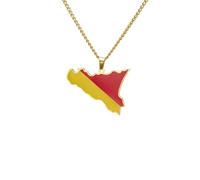 Collar para hombre para mujer, diseño de mapa de Sicilia de Italia por goteo, collar con colgante de bandera italiana siciliana, joyería étnica, regalos
