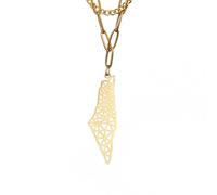 Collar para hombre para mujer, diseño hueco de Israel, Palestina, África, mapa y A, H, símbolo de Egipto, cruz, collares de doble capa, joyería Gif